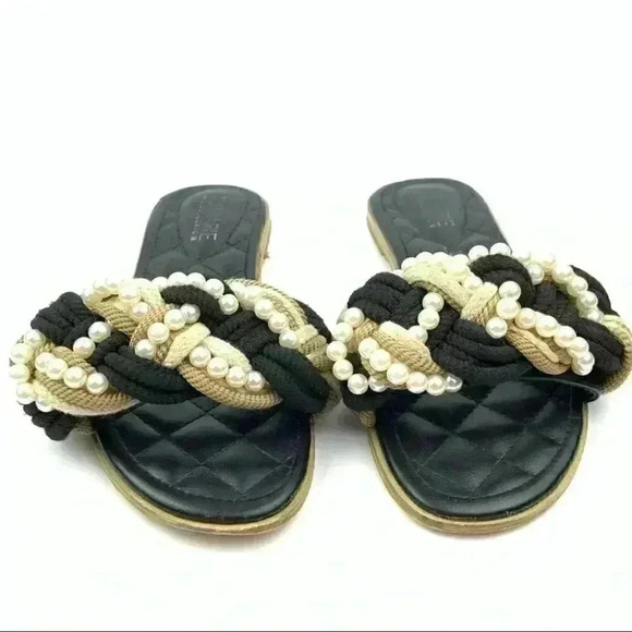 The jmarie collection sandals 38 8 black beaded - Picture 2 of 12